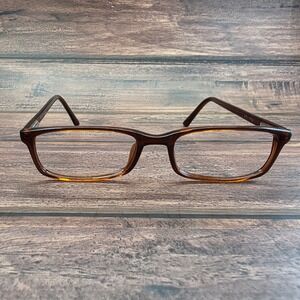 Romco Vintage Rectangular Eyeglasses Amber Brown Frames 4 1/2 - 5 3/4 Academic